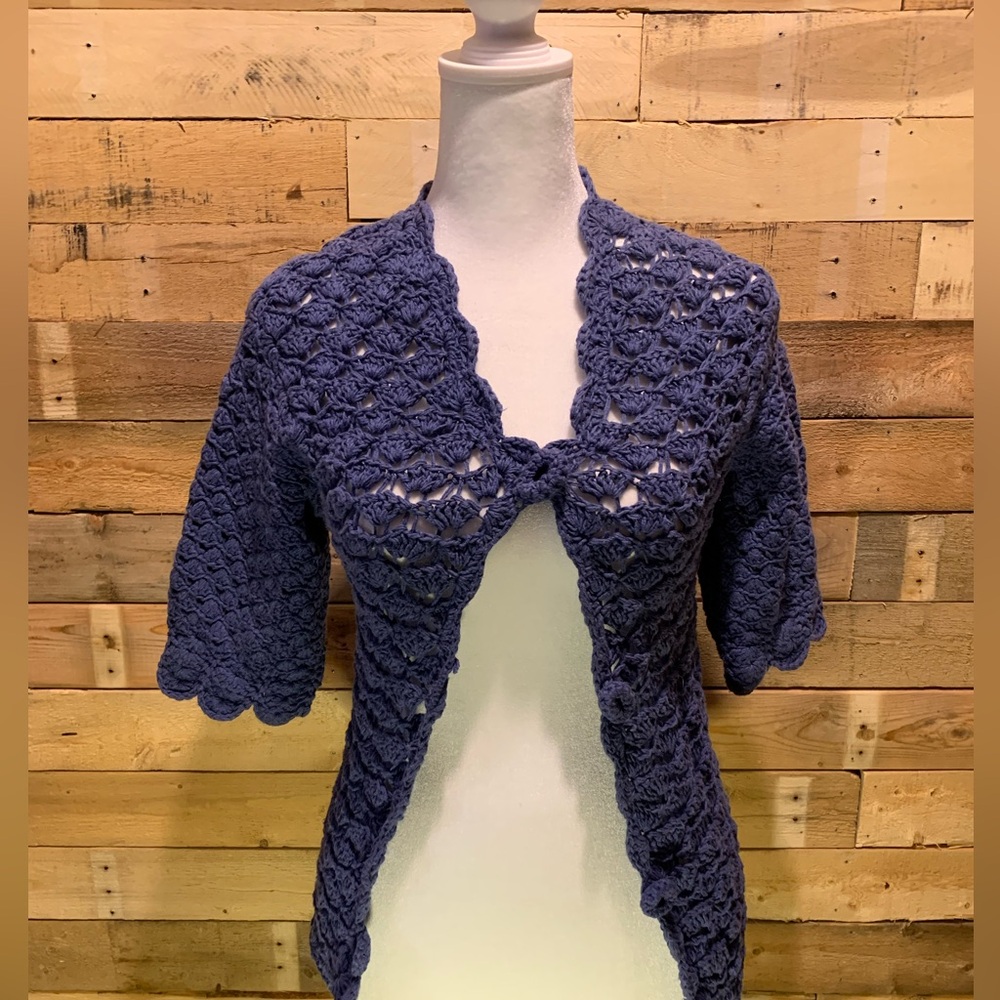 Moth crochet button-up cardigan